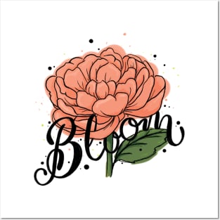 Bloom Flower Illustration Lettering Posters and Art